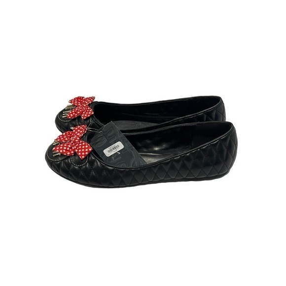DISNEY MINNIE MOUSE QUILTED FLATS Size X-Large 11/12 Black Red Bow NWT - Picture 4 of 11